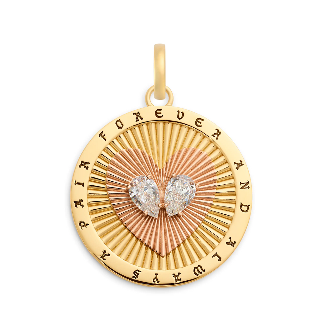 True Love | Forever a Pair Large Medallion | Diamonds, 18K Mixed Gold view 1