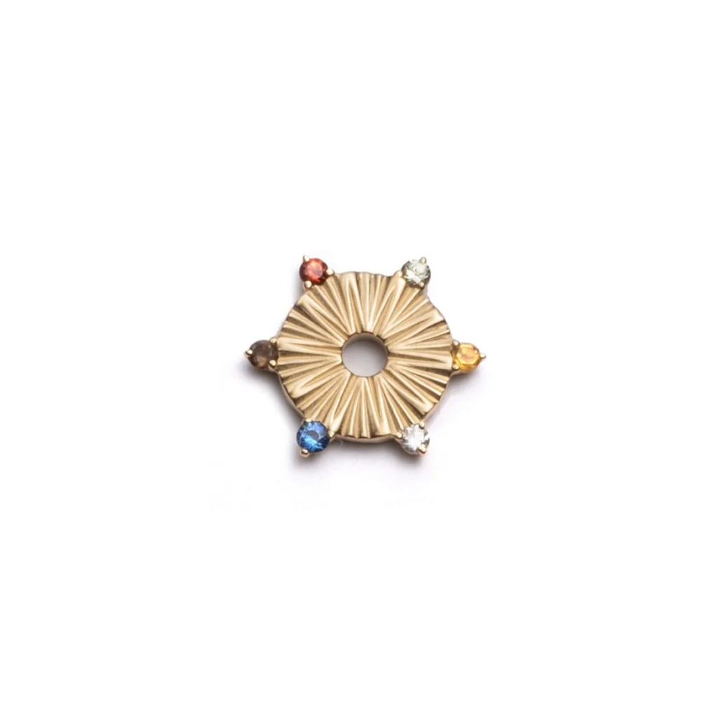 Inner Light - Foundational Keys Disk : in Yellow Gold with Multi Gemstones view 1