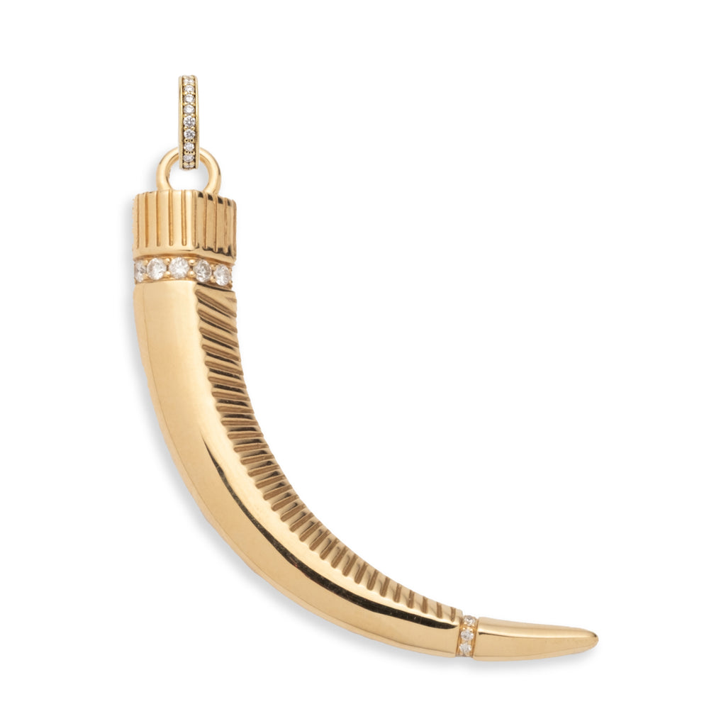 La Loba Claw Pendant : in Yellow Gold with Diamonds and an Annex Link view 1