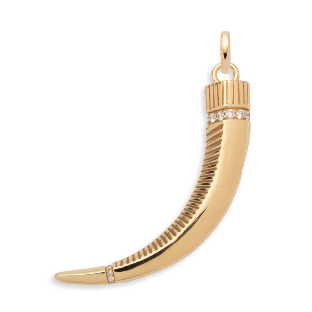 18K Yellow Gold La Loba Claw Pendant : in Yellow Gold with Diamonds and an Annex Link – FoundRae view 3