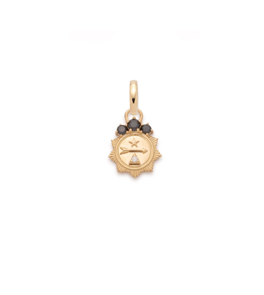 Dream Miniature Medallion : in Yellow Gold with Black Diamonds and an Annex Link view 1