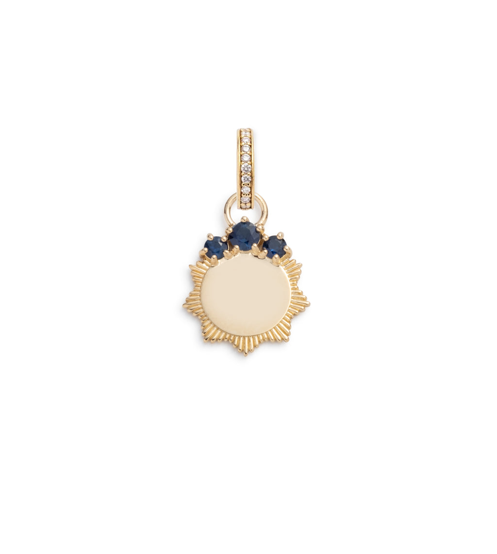 18K Yellow Gold Blue Sapphire Engravable : Miniature Medallion with Annex Link – FoundRae