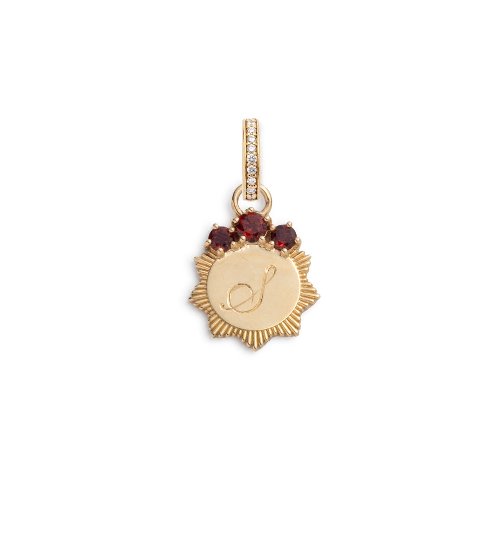 18K Yellow Gold Garnet Engravable : Miniature Medallion with Oval Pushgate – FoundRae