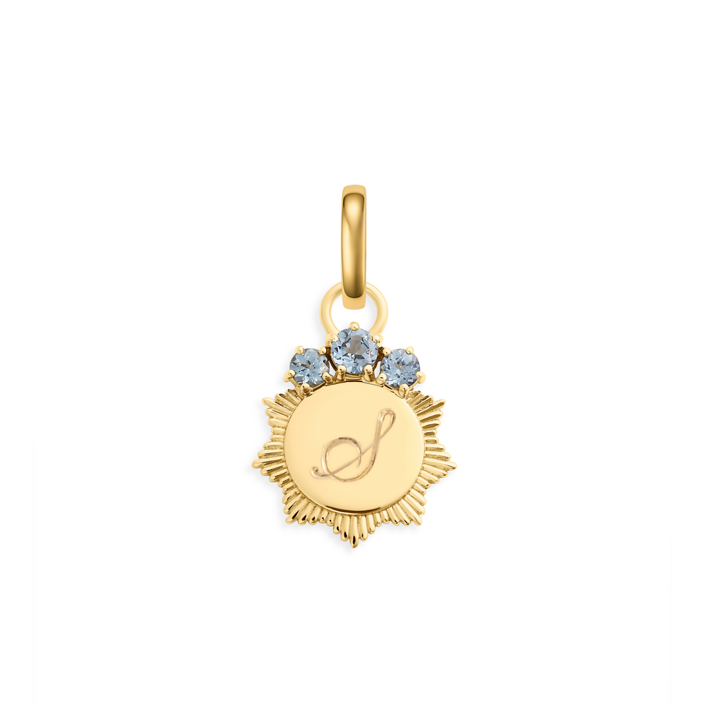 Personalized - Foundation | Engravable Miniature Medallion | Grey Spinel, 18K Yellow Gold view 1