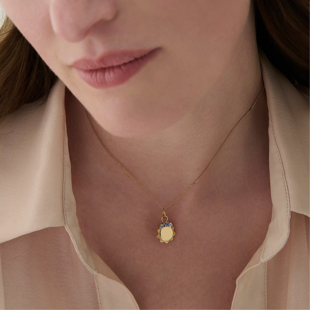 Personalized - Foundation | Engravable Miniature Medallion | Grey Spinel, 18K Yellow Gold view 2