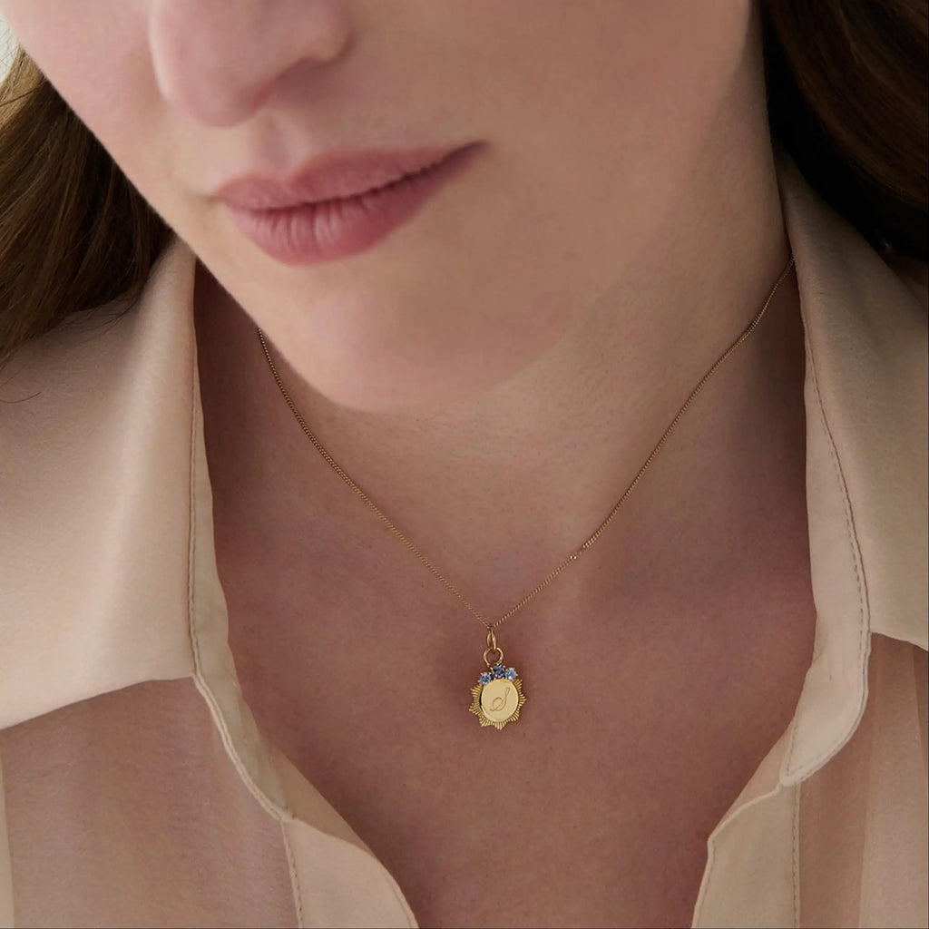 Personalized - Foundation | Engravable Miniature Medallion | Grey Spinel, 18K Yellow Gold view 2