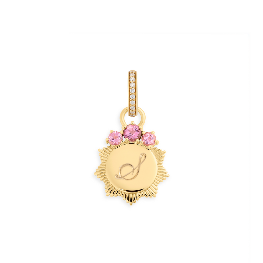 Personalized - Foundation | Engravable Miniature Medallion | Pink Tourmaline, 18K Yellow Gold view 1