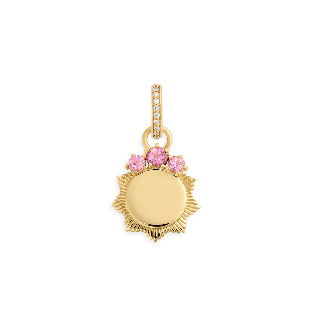 18K Yellow Gold Personalized - Foundation | Engravable Miniature Medallion | Pink Tourmaline, 18K Yellow Gold – FoundRae view 1