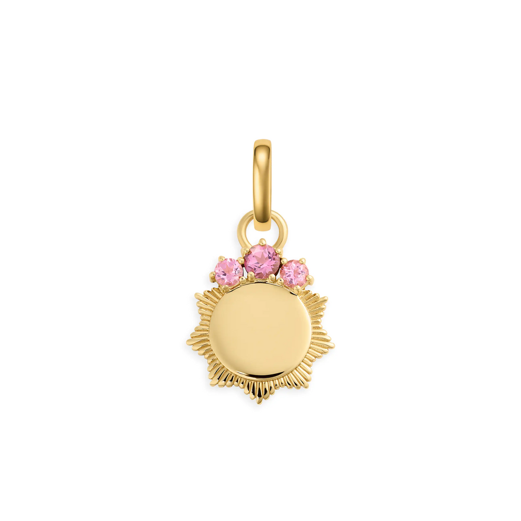 18K Yellow Gold Personalized - Foundation | Engravable Miniature Medallion | Pink Tourmaline, 18K Yellow Gold – FoundRae view 3
