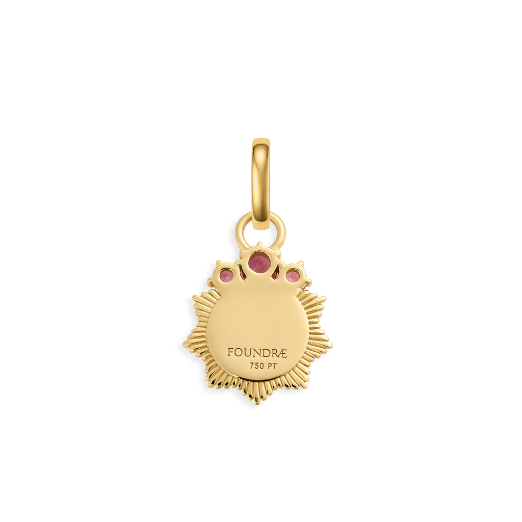 18K Yellow Gold Personalized - Foundation | Engravable Miniature Medallion | Pink Tourmaline, 18K Yellow Gold – FoundRae view 4
