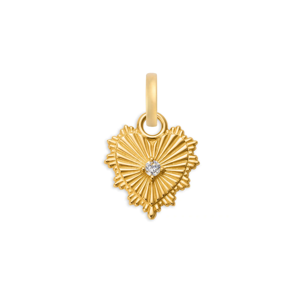 True Love | Heart Love Token Miniature Medallion | Diamonds, 18K Yellow Gold view 1