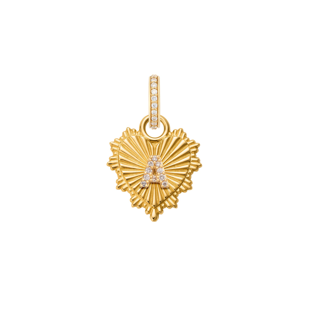 18K Yellow Gold Personalized - True Love | Initial Heart Love Token Miniature Medallion | Diamonds, 18K Yellow Gold – FoundRae view 3