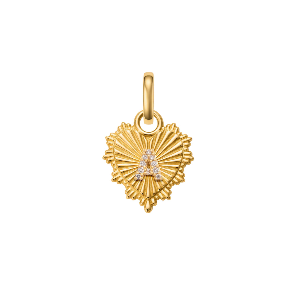 Personalized - True Love | Initial Heart Love Token Miniature Medallion | Diamonds, 18K Yellow Gold view 1