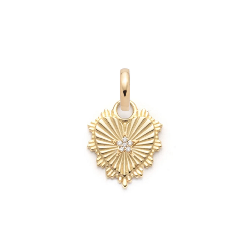 18K Yellow Gold Heart Love Token Miniature Medallion : in Yellow Gold with Pave Diamonds and an Annex Link – FoundRae view 4