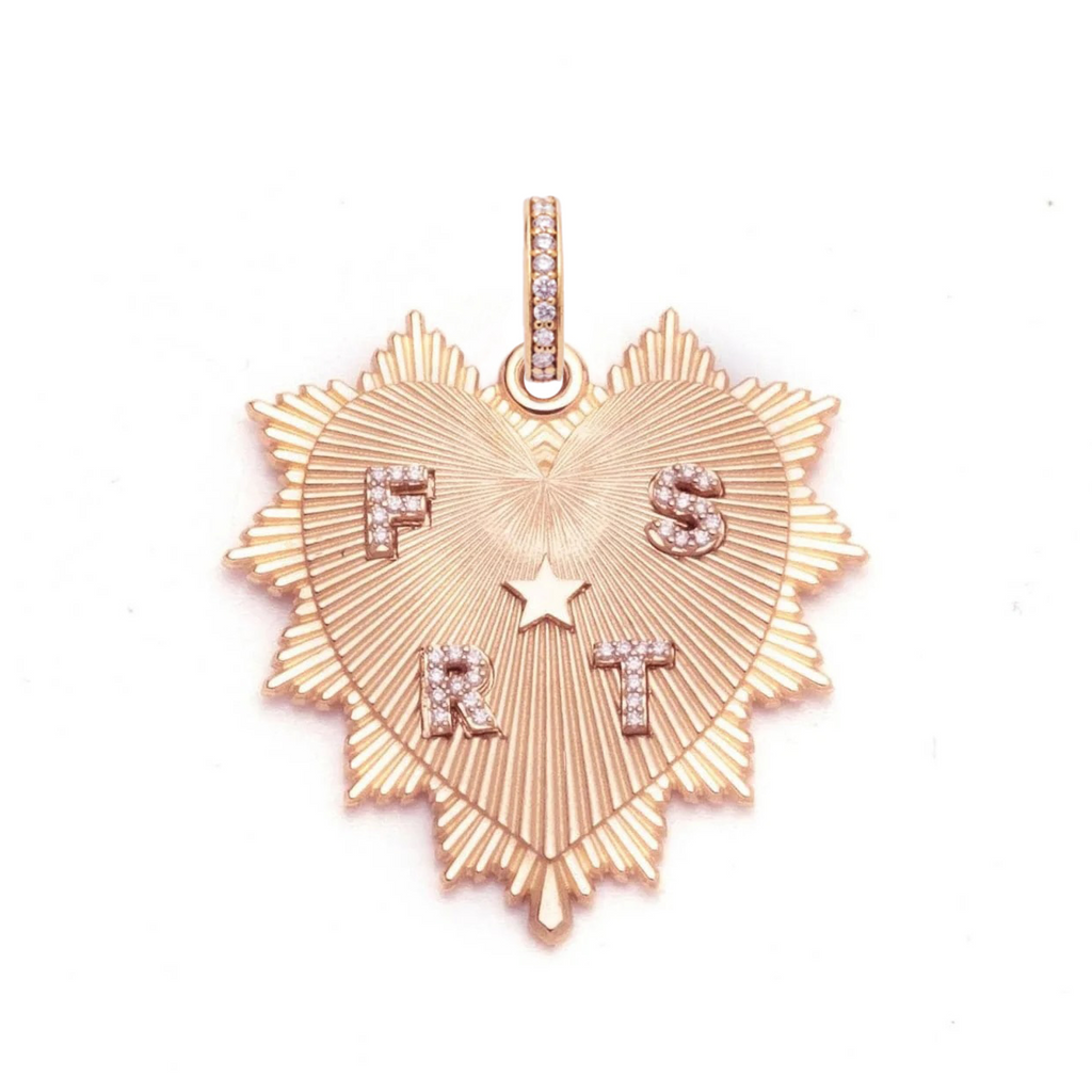 True Love Oversized Custom Heart Love Token : in Rose Gold with Pave Diamonds and an Annex Link view 1