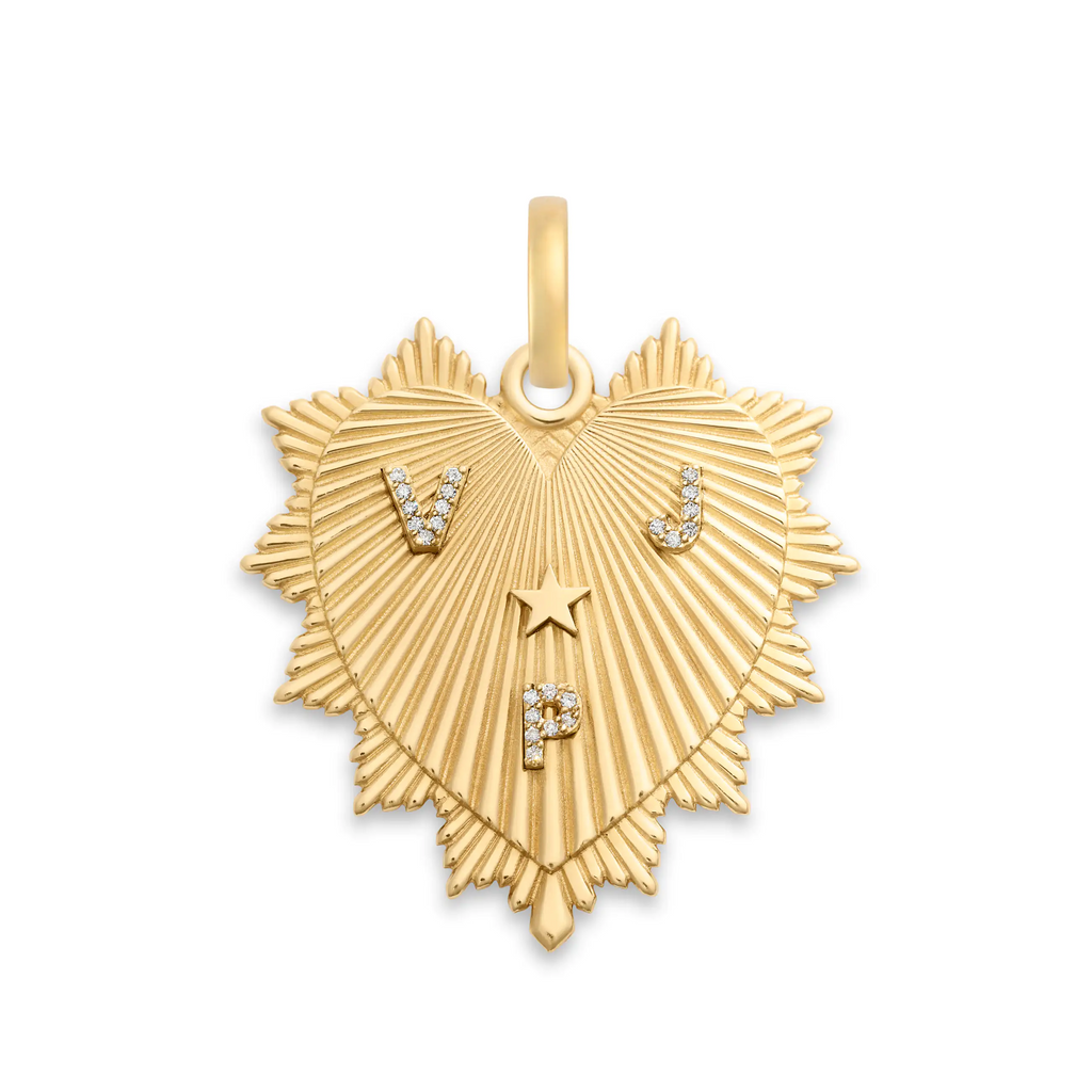 Personalized - True Love | Custom Heart Love Token Oversized Medallion | Diamonds, Yellow Gold view 1