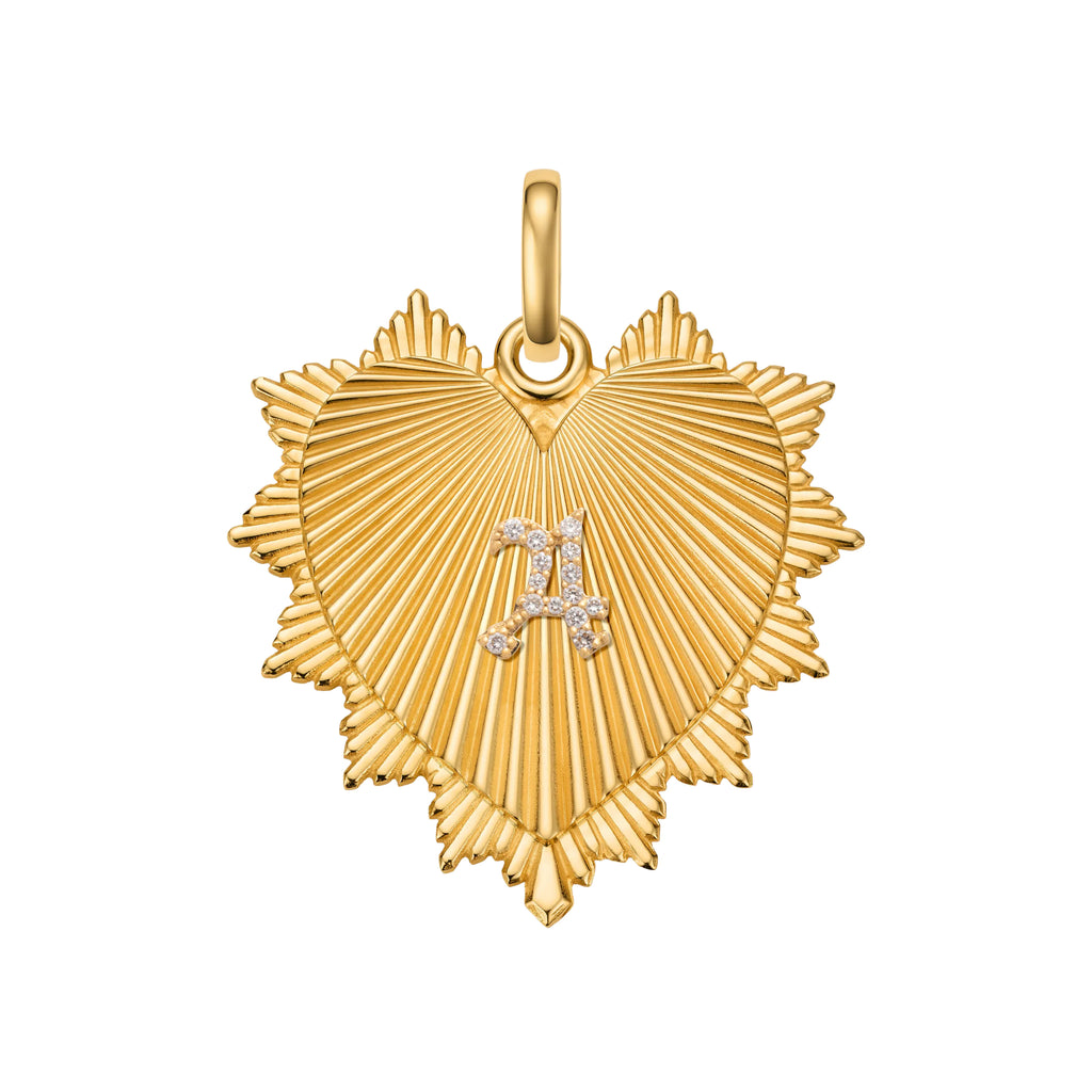 Personalized - True Love | Initial Heart Love Token Oversized Medallion | Diamonds, 18K Yellow Gold view 1
