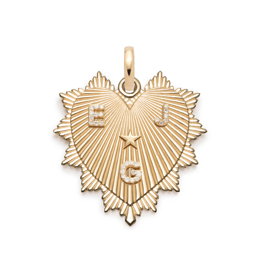 Custom Heart Love Token Oversized Medallion : in Yellow Gold with Diamonds and an Annex Link view 1