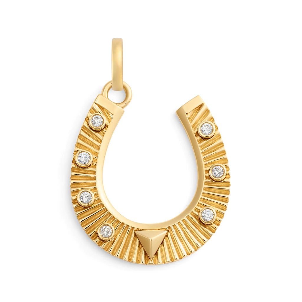 18K Yellow Gold Protection | Horseshoe Large Pendant | Diamonds, 18K Yellow Gold – FoundRae view 3