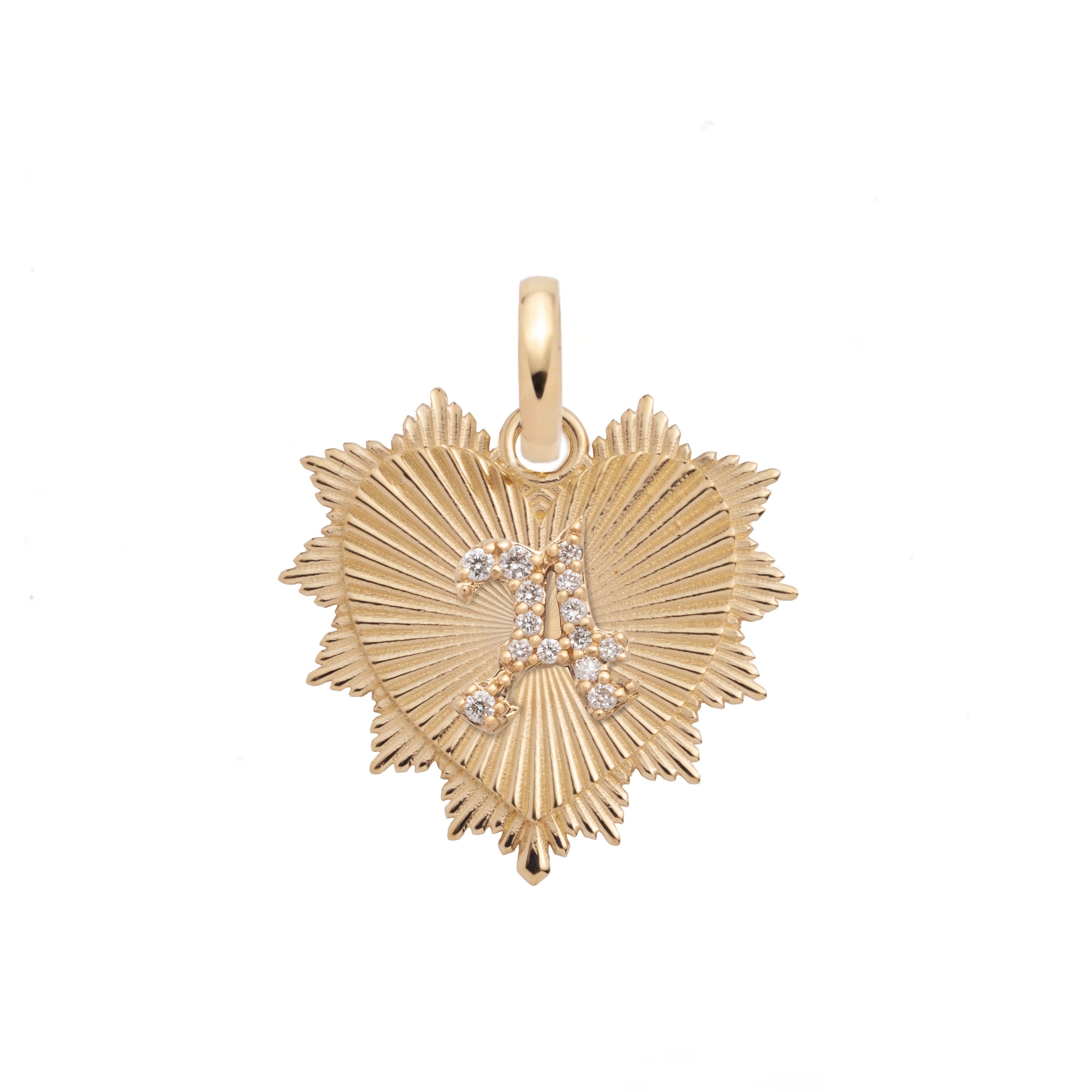 initial heart love token medium medallion : in yellow gold with diamonds and an annex link
