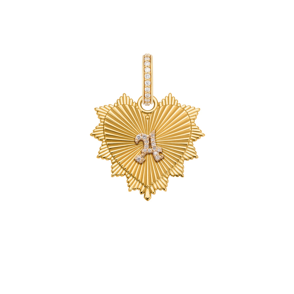 18K Yellow Gold Personalized - True Love | Initial Heart Love Token Medium Medallion | Diamonds, 18K Yellow Gold – FoundRae view 3
