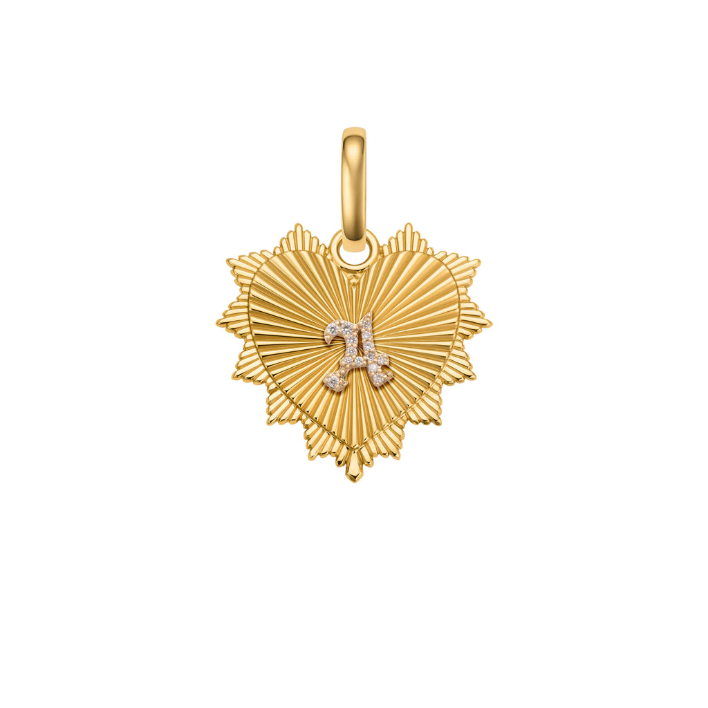 Personalized - True Love | Initial Heart Love Token Medium Medallion | Diamonds, 18K Yellow Gold view 1