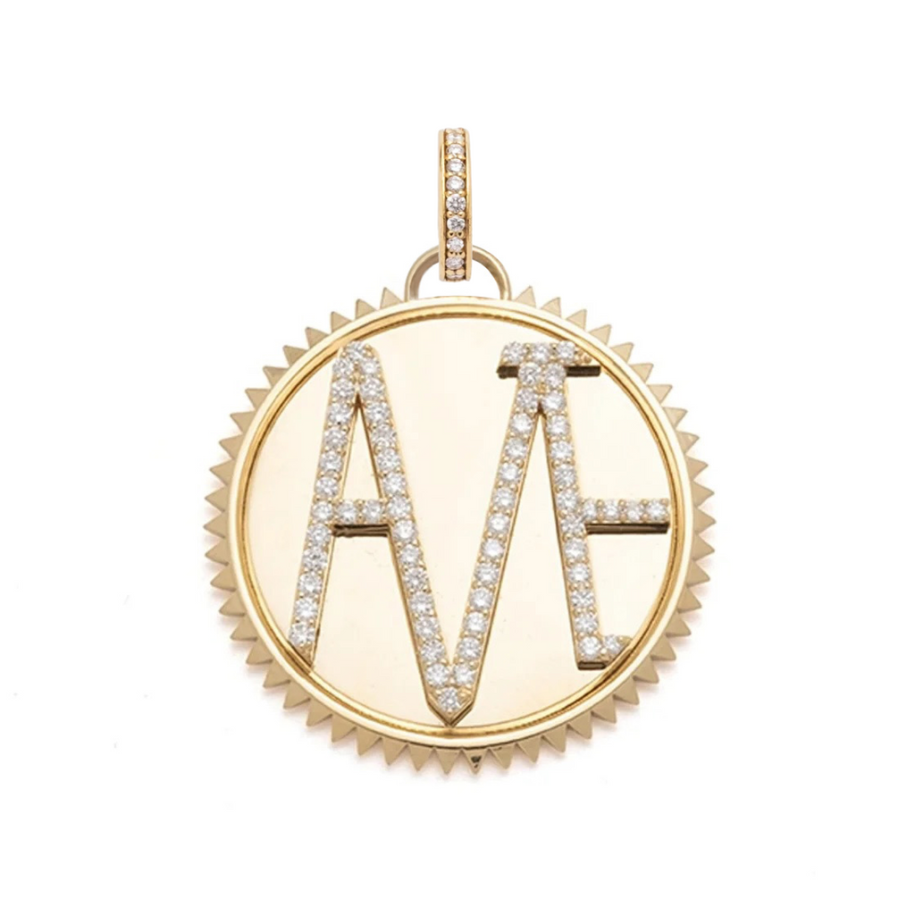 18K Yellow Gold Amate Large Specialty Medallion : in Yellow Gold with Diamonds and an Annex Link – FoundRae view 2