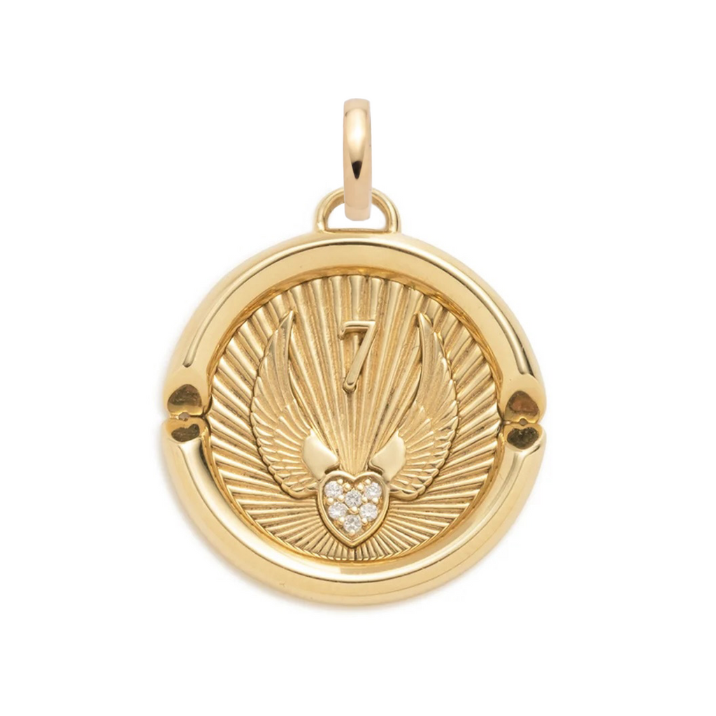 18K Yellow Gold Beloved with Wings We Fly : Large Specialty Medallion with Annex Link – FoundRae view 3