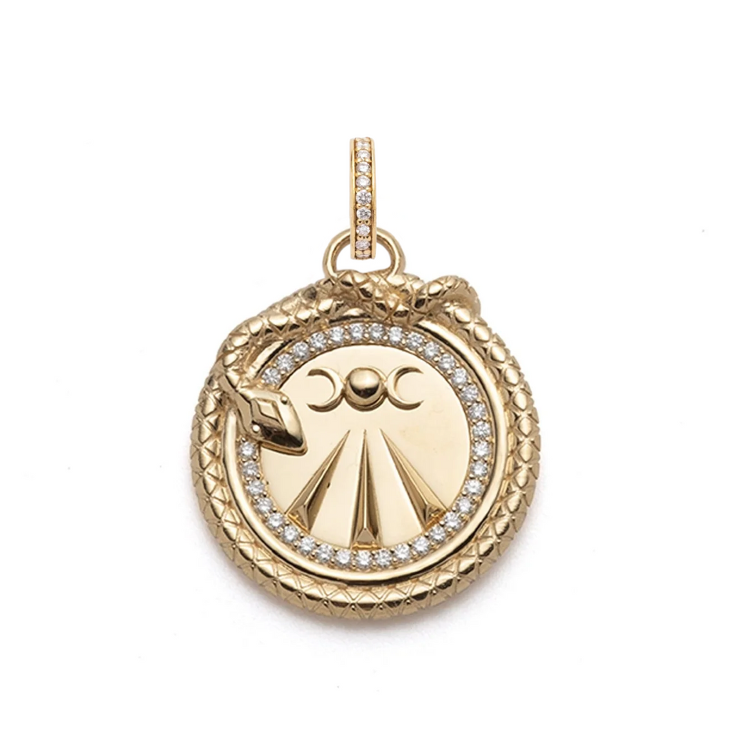18K Yellow Gold Mind, Body, Soul Large Specialty Medallion : in Yellow Gold with Diamonds and an Annex Link – FoundRae view 3