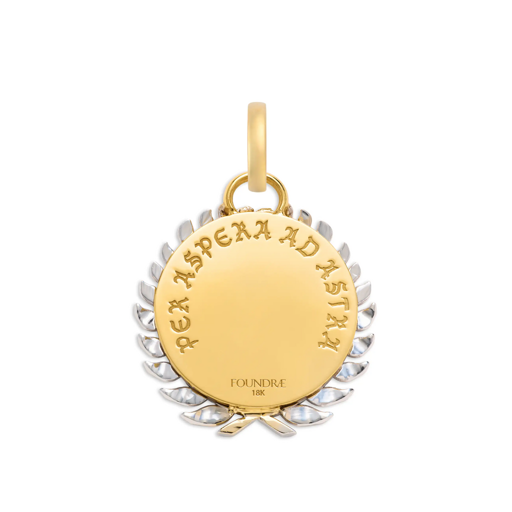 18K Yellow Gold Dream | Per Aspera Ad Astra Large Specialty Medallion | Diamonds, 18K Yellow Gold – FoundRae view 3