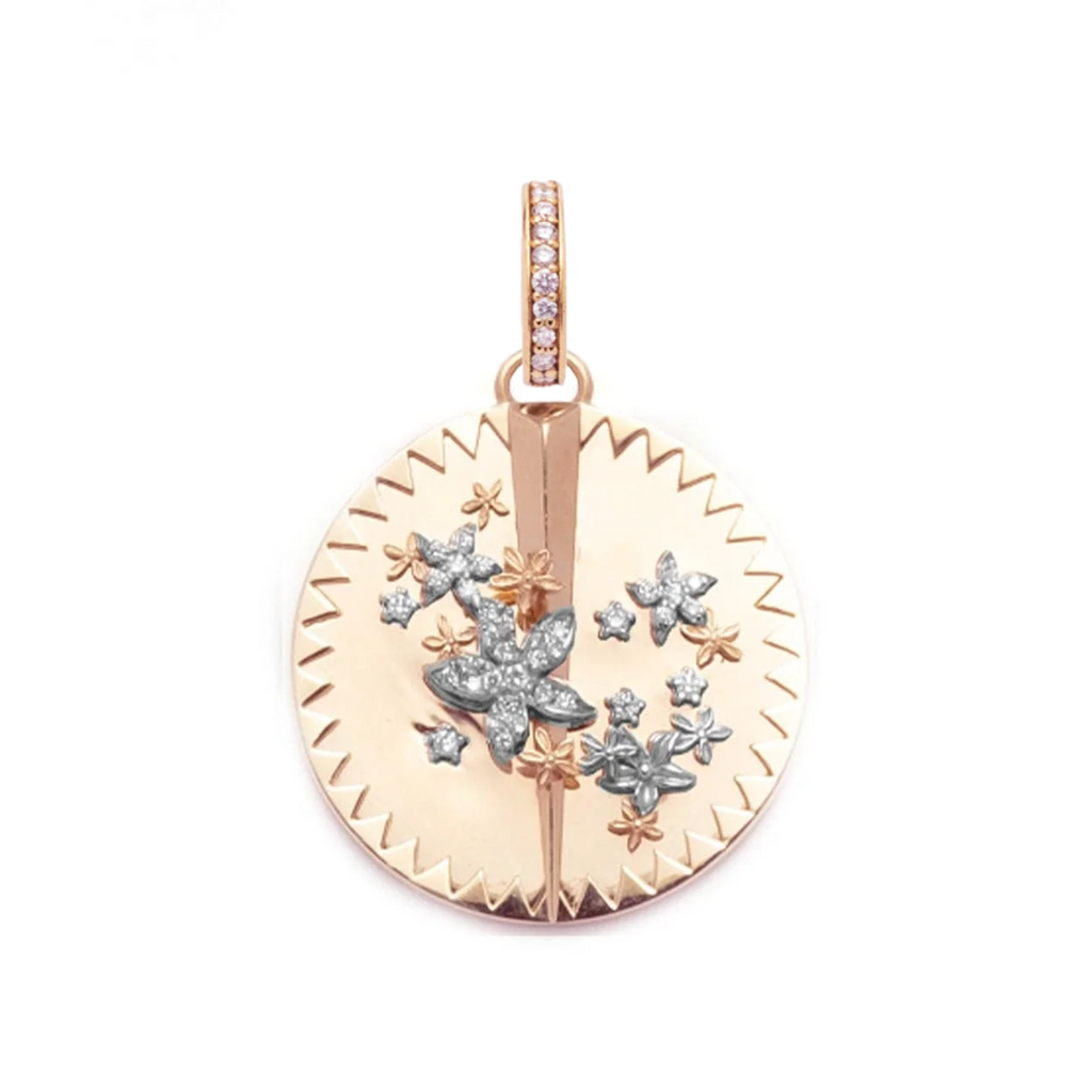 18K Yellow Gold Resilience Large Specialty Medallion : in Gold with Diamonds and an Annex Link – FoundRae view 7