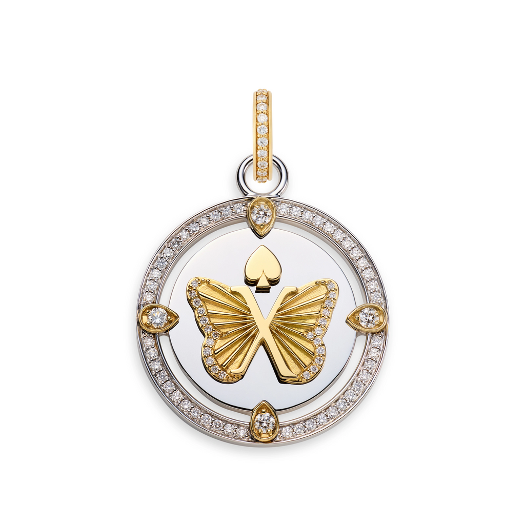 18K Mixed Gold Reverie | Butterfly Large Specialty Medallion | Diamonds, Mixed Gold – FoundRae view 4