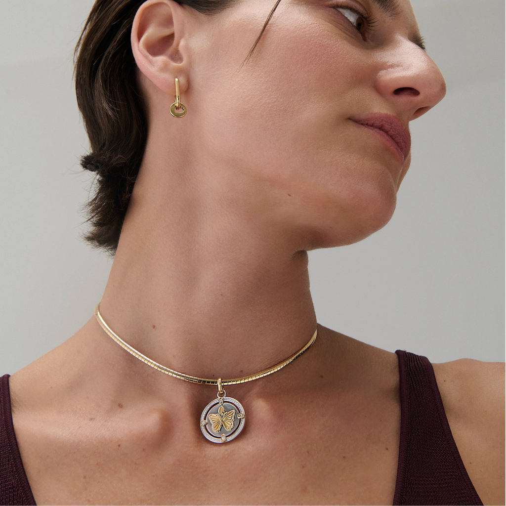 18K Mixed Gold Reverie | Butterfly Large Specialty Medallion | Diamonds, Mixed Gold – FoundRae view 2