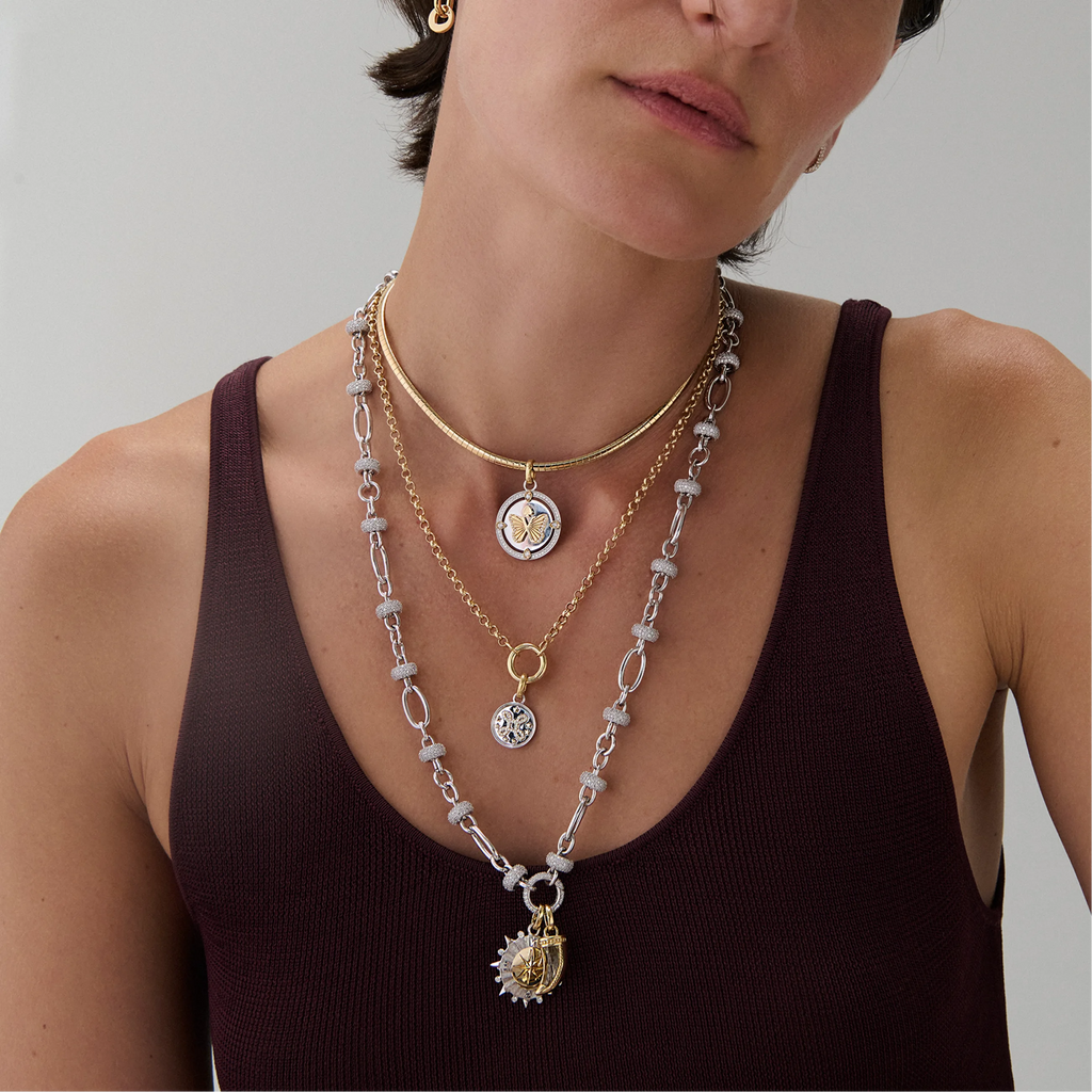 18K Mixed Gold Reverie | Butterfly Large Specialty Medallion | Diamonds, Mixed Gold – FoundRae view 3