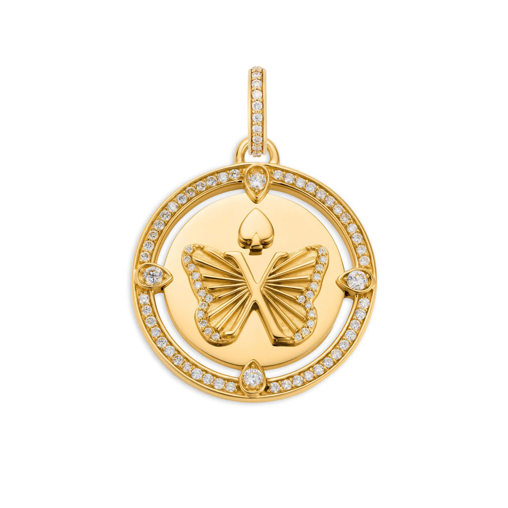 18K Yellow Gold Reverie | Butterfly Large Specialty Medallion | Diamonds, 18K Yellow Gold – FoundRae view 3