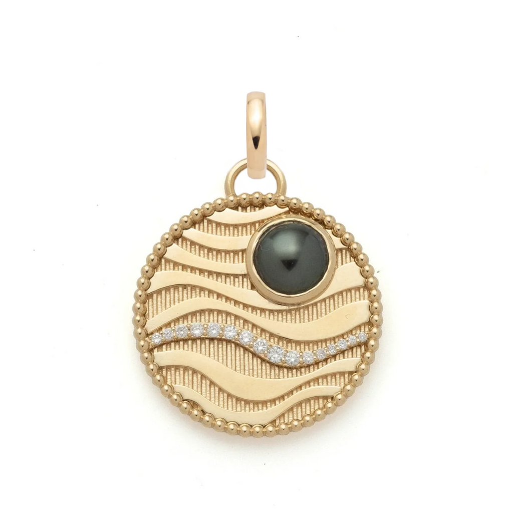 Sana Large Specialty Medallion : in Yellow Gold with Diamonds and an Annex Link view 1