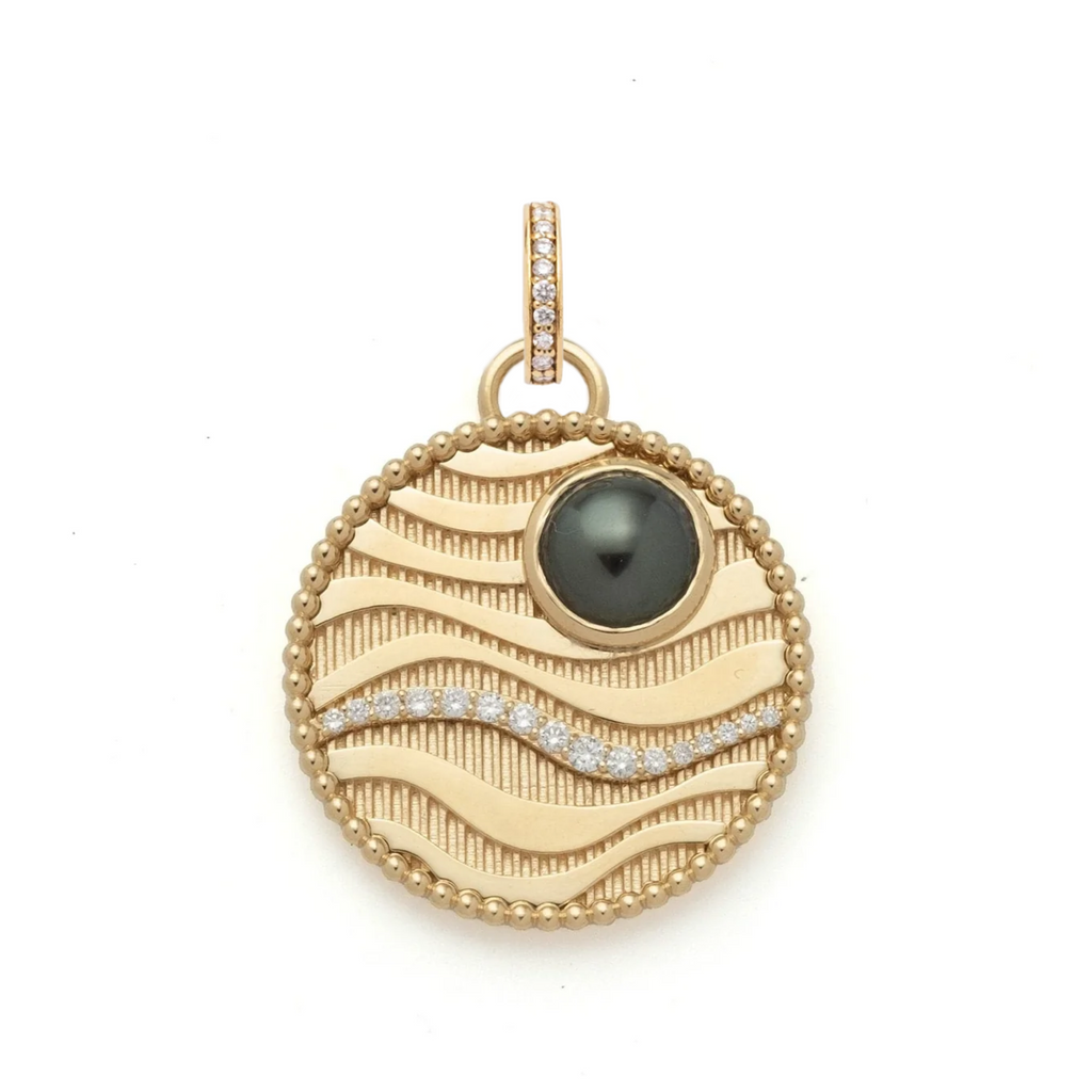 18K Yellow Gold Sana Large Specialty Medallion : in Yellow Gold with Diamonds and an Annex Link – FoundRae view 2