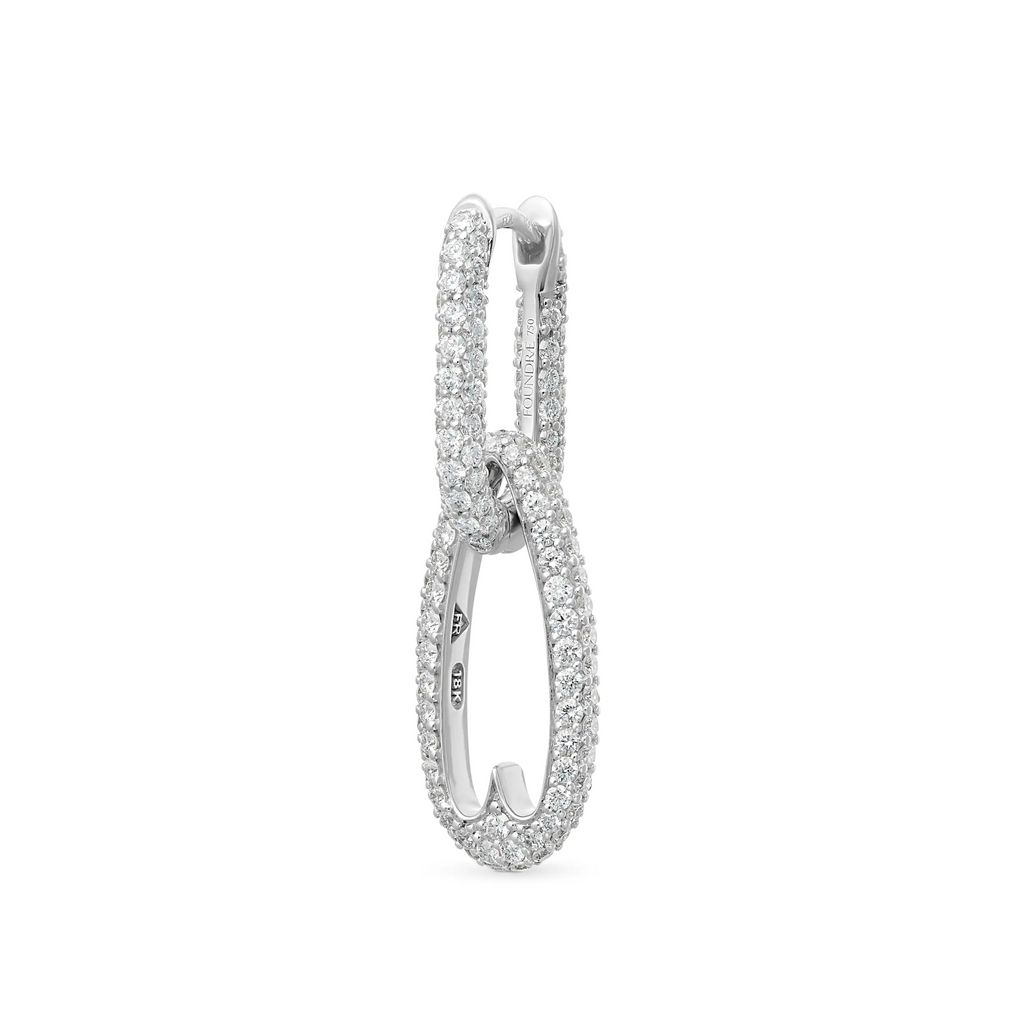 18K White Gold Pavé Diamond Hanging Heart Fob Earring | Diamonds, 18K White Gold – FoundRae view 1