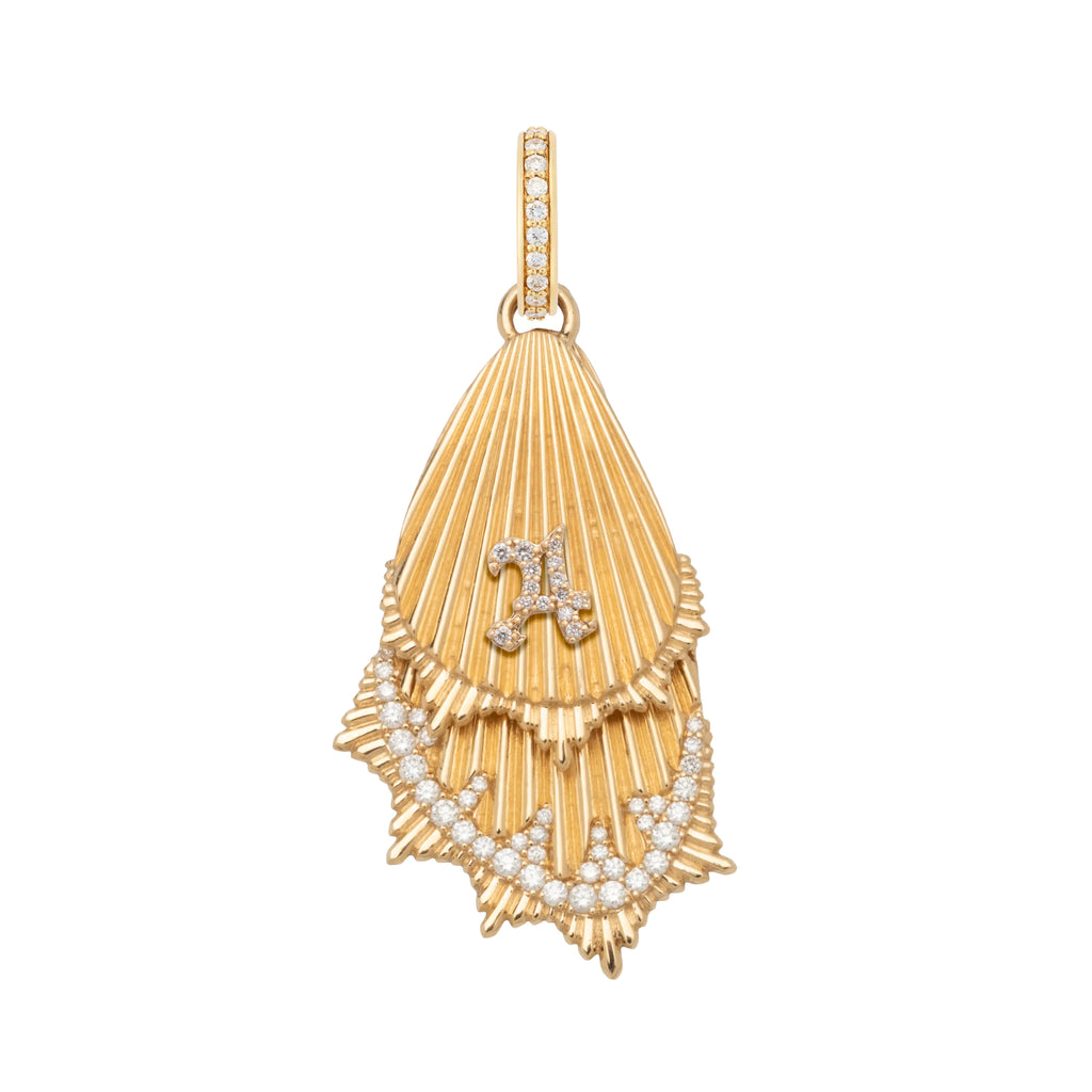 18K Yellow Gold Personalized - Reverie | Initial Butterfly Wings Large Pendant | Diamonds, 18K Yellow Gold – FoundRae view 4