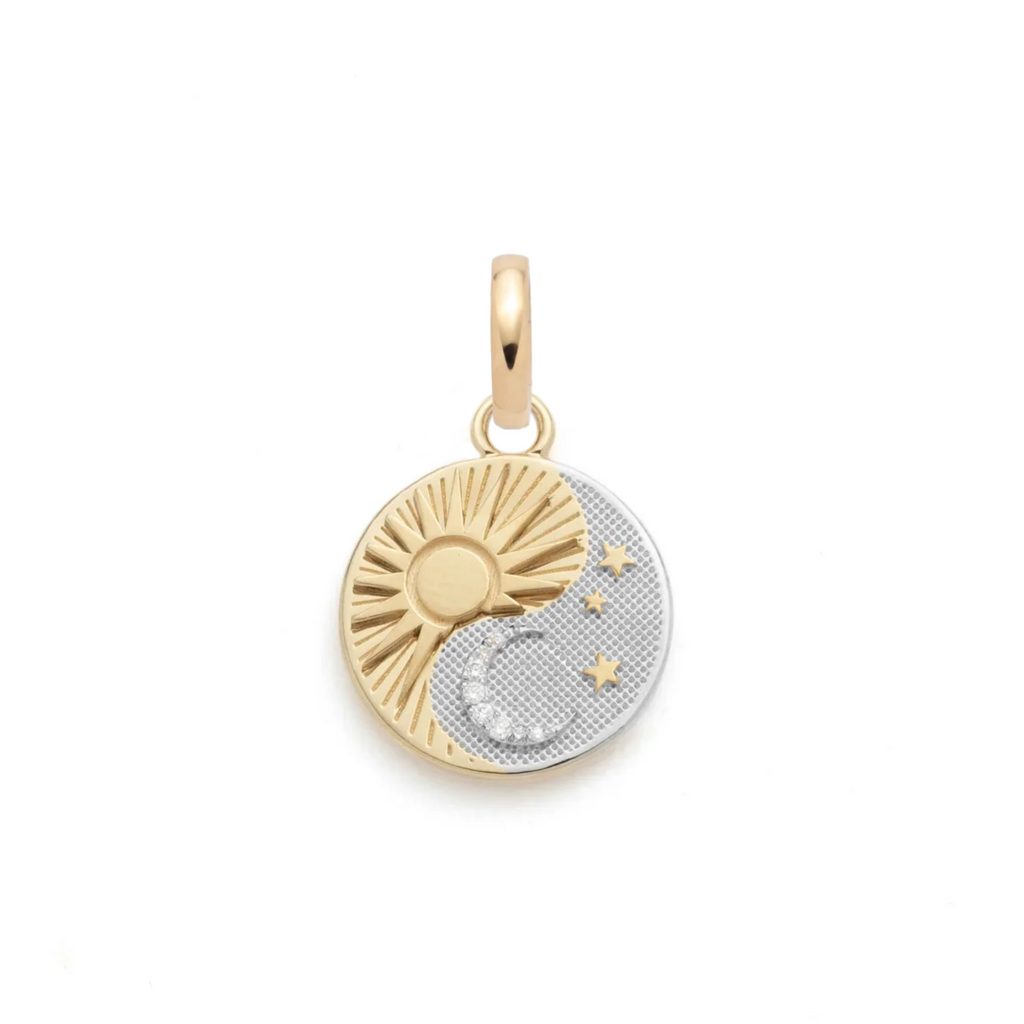 18K Mixed Gold Balance Baby Medallion : in Gold with Diamonds and an Annex Link – FoundRae view 3