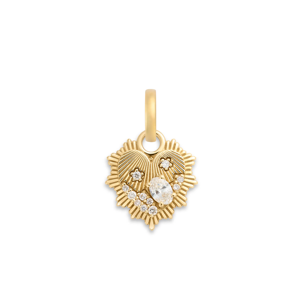 True Love | Encrusted Diamond Heart Love Token Miniature Medallion | Diamonds, Yellow Gold view 1