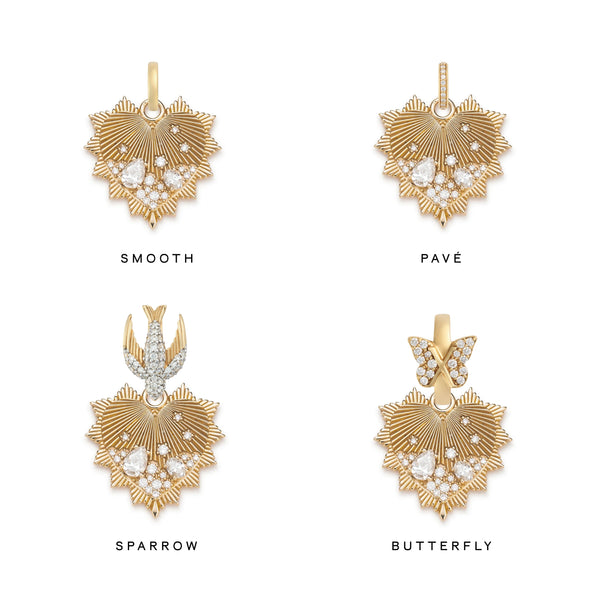 True Love | Encrusted Diamond Heart Love Token Medium Medallion | Diamonds, Yellow Gold