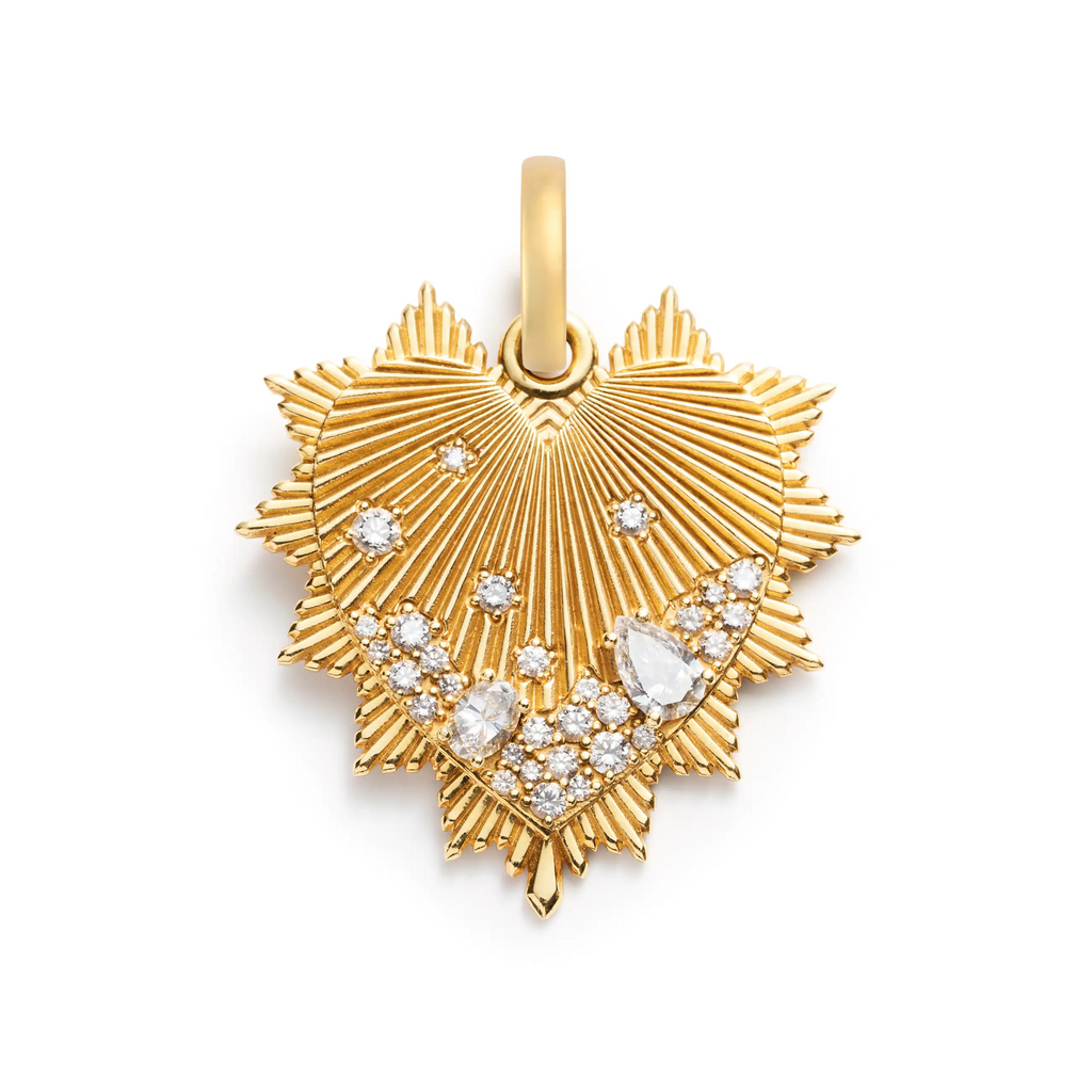 True Love | Encrusted Diamond Heart Love Token Oversized Medallion | Diamonds, 18K Yellow Gold view 1