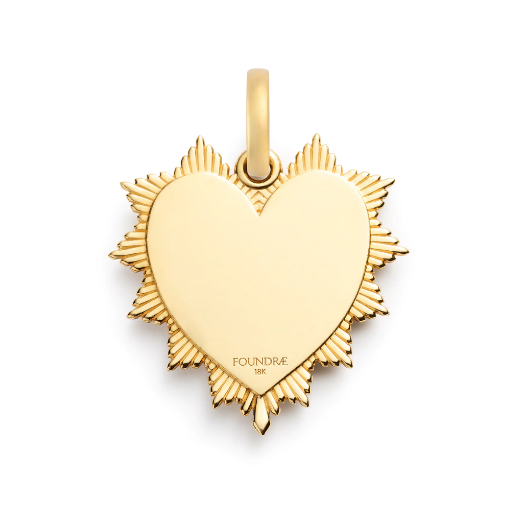 18K Yellow Gold True Love | Encrusted Diamond Heart Love Token Oversized Medallion | Diamonds, 18K Yellow Gold – FoundRae view 5