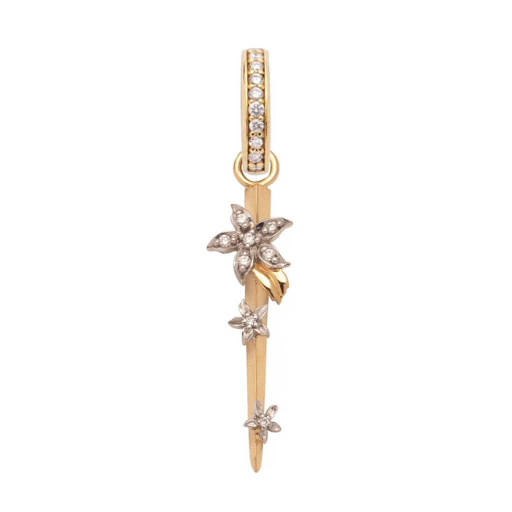 18K Mixed Gold Blossoms Thorn Small Pendant : in Mixed Gold with Diamonds and an Annex Link – FoundRae view 3
