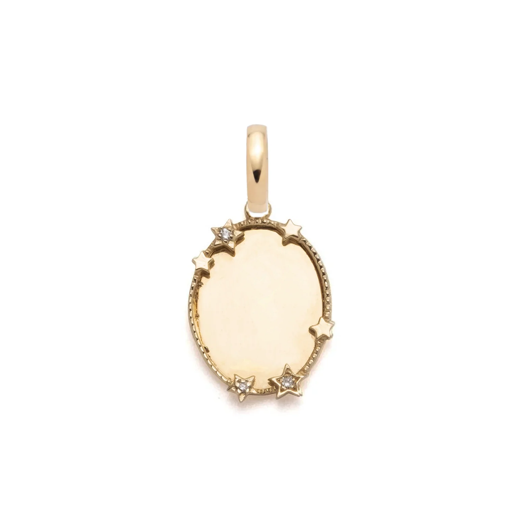 Personalized Miniature Engravable Oval Disk : in Yellow Gold with an Annex Link view 1