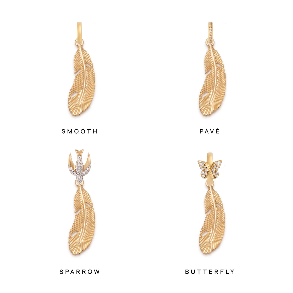 18K Yellow Gold Vivacity | Feather Small Pendant | Yellow Gold – FoundRae view 3