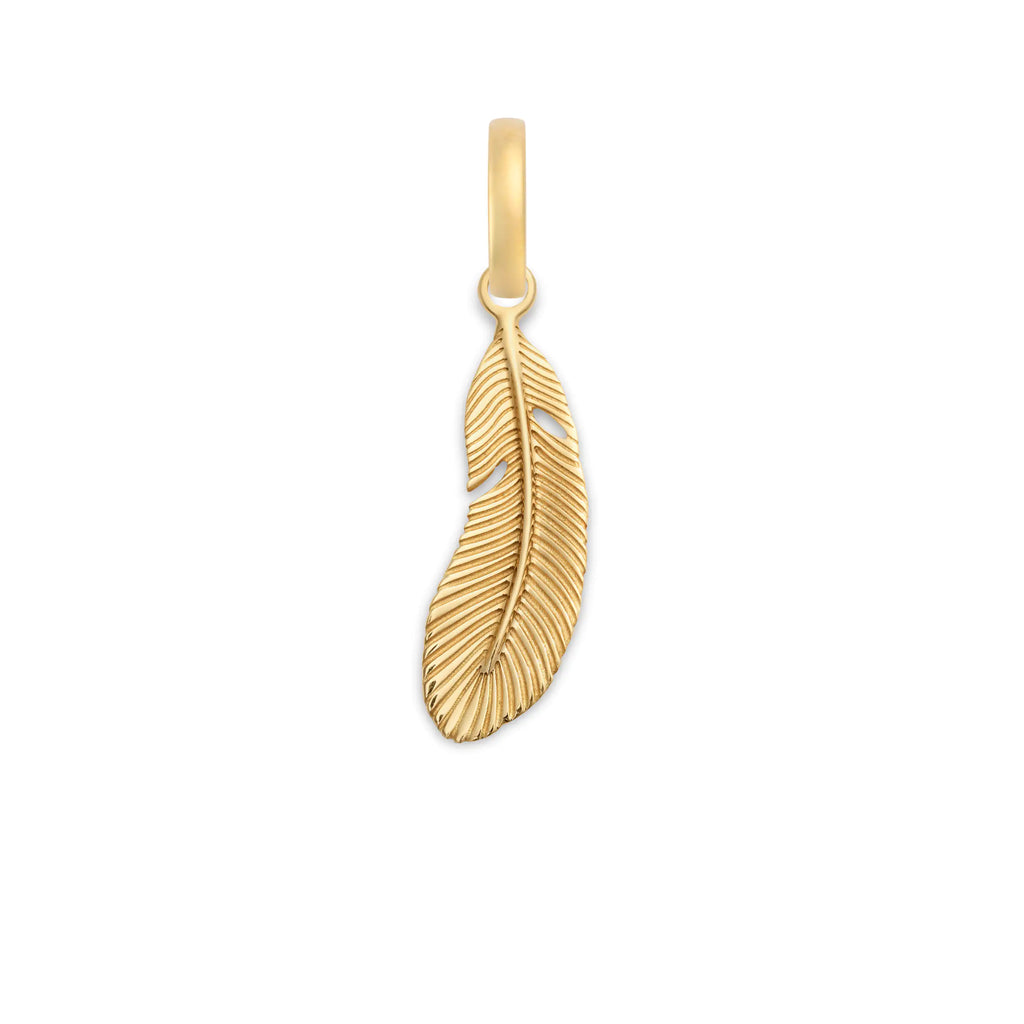 Vivacity | Feather Small Pendant | 18K Yellow Gold view 1
