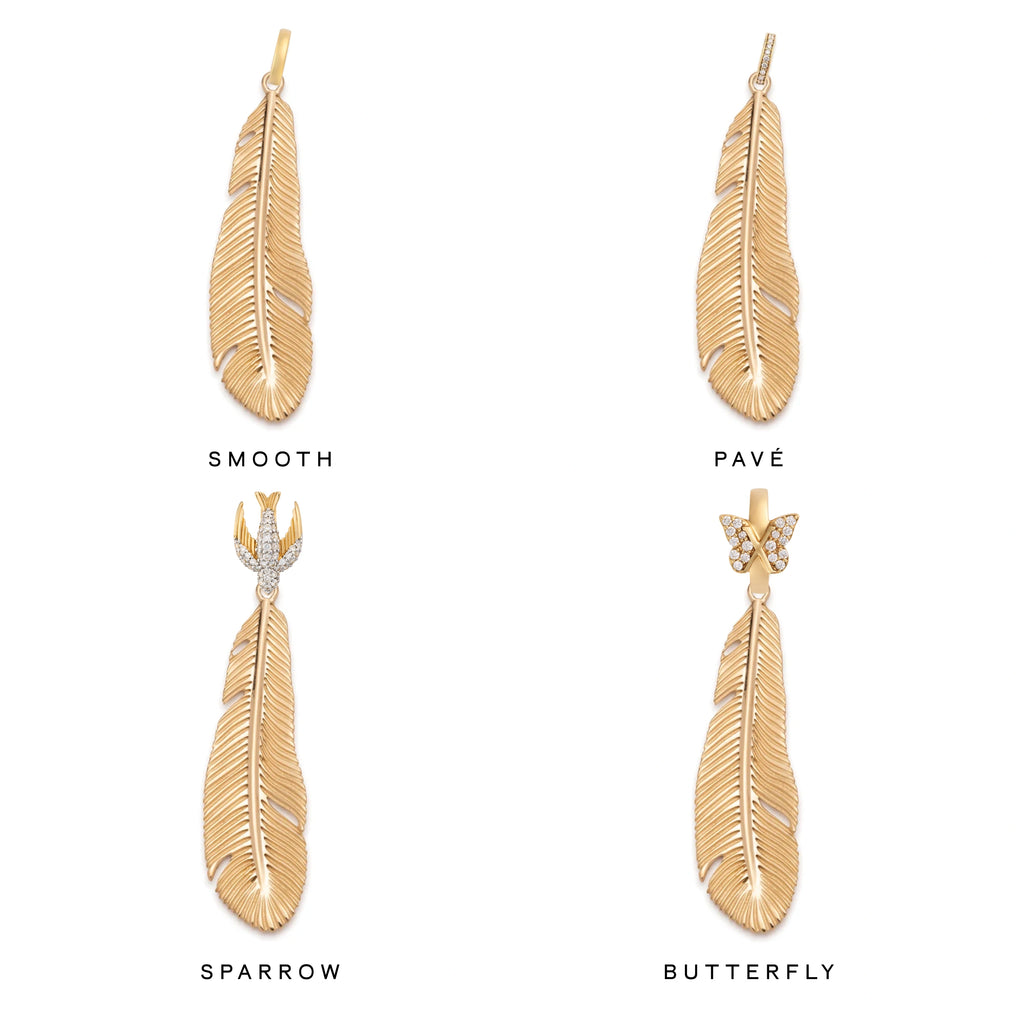 18K Yellow Gold Vivacity | Feather Large Pendant | Yellow Gold – FoundRae view 3