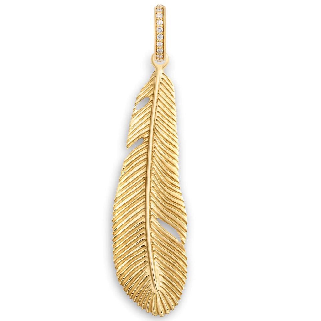 18K Yellow Gold Vivacity | Feather Large Pendant | 18K Yellow Gold – FoundRae view 3